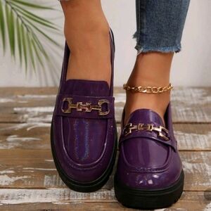 Purple Size 7 Never Been Worn Loafers with Gold Accent...